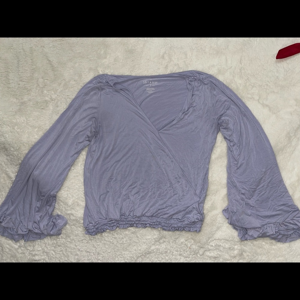 Purple flared out long sleeve shirt